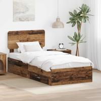 Bedframe met hoofdeinde Oudhout 100 x 200 cm Bewerkt hout