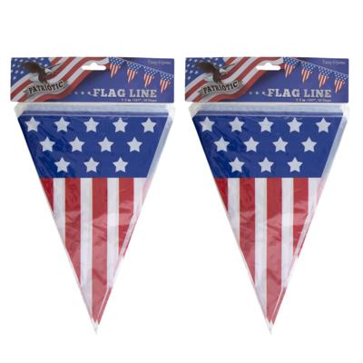 Vlaggenlijn USA - 2x - 5 meter - plastic - Amerika - United States - vlag - versiering