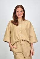 Sea Me Happy blouse Boxy Summer Casual Pin Striped sand