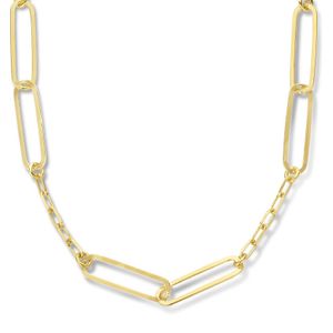 Ketting Paperclipschakel plat zilver goudkleurig 4,5 mm 41-46 cm