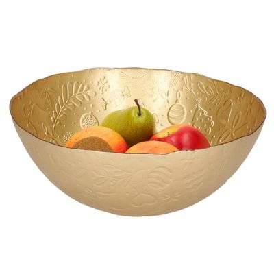 Decoratie schaal/fruitschaal van glas goud rond D28 x H11,5 cm