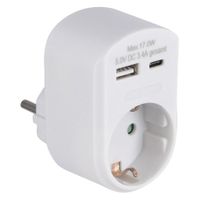 Scanpart Doorvoerstekker met RA en 1x USB-A + 1x USB-C Wit Scanpart Doorvoerstekker met RA en 1x USB-A + 1x USB-C Wit