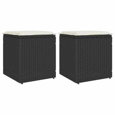 Tuinkrukken met kussens 2 st 40x40x43 cm poly rattan zwart