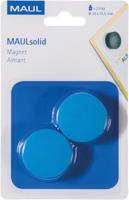 MAUL magneet Solid, 38 mm, trekkracht 2,5 kg, blister van 2 stuks, blauw