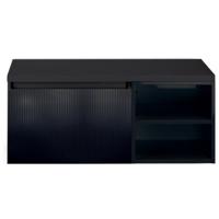 Frozen 3D Badmeubelset 100 cm - Greeplijst in Kleur - Wastafel Regaalkast met Bovenblad Zwart Mat