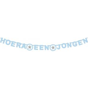 Geboorte Letterslinger - ster hoera een jongen - blauw - 175 x 11 cm - feestartikelen