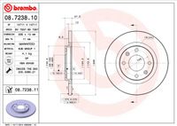 Remschijf BREMBO, Remschijftype: Massief, u.a. fÃ¼r CitroÃ«n, Peugeot - thumbnail