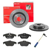 Remmenset, remschijf BREMBO, Remschijftype: Geperforeerd / Geventileerd, Inbouwplaats: Achteras: , u.a. für Mercedes-Benz