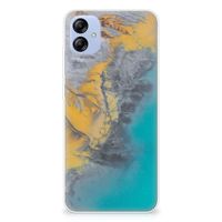 Samsung Galaxy A04e TPU Siliconen Hoesje Marble Blue Gold