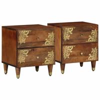 Nachtkastje 2 pcs Honingbruin 40 x 33 x 46 cm massief mangohout