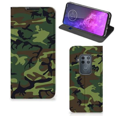 Motorola One Zoom | Hoesje met Magneet | Army Dark