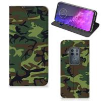 Motorola One Zoom | Hoesje met Magneet | Army Dark