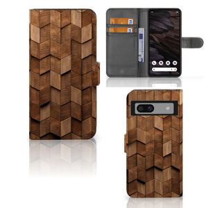 Book Style Case voor Google Pixel 7A Wooden Cubes