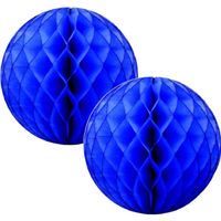 4x Papieren kerstballen donkerblauw 10 cm kerstversiering