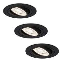 Set van 3 Miro LED inbouwspots - Extra plat 58mm - GU10 LED Module - 6000K daglicht wit - Dimbaar - Rond - Kantelbaar - Voor binnen - Zwart
