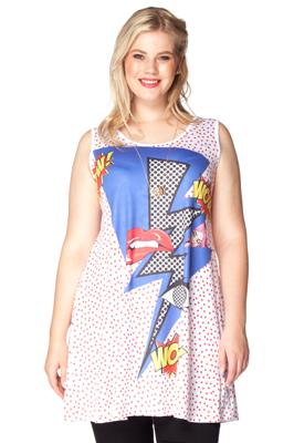 Yoek Singlet wide bot WOW! | Wit | Maat XXL