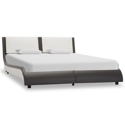 vidaXL Bedframe kunstleer grijs en wit 140x200 cm vidaXL Bedframe kunstleer grijs en wit 140x200 cm