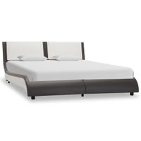 vidaXL Bedframe kunstleer grijs en wit 140x200 cm - thumbnail