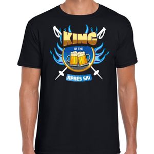 Wintersport verkleed t-shirt voor heren - king of the apres ski - zwart - bier/winter outfit