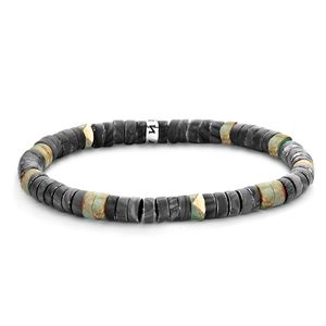 Frank 1967 7FB-0431 Rekarmband met natuurstenen beads grijs-lichtgroen