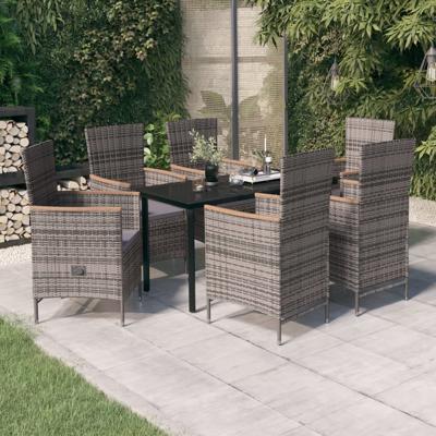7-delige Tuinset met kussens grijs
