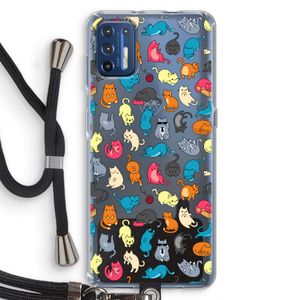 Kleurrijke katten: Motorola Moto G9 Plus Transparant Hoesje met koord