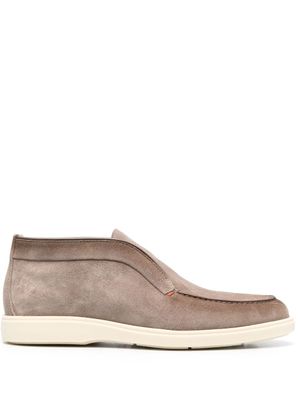 Santoni mocassins en daim à bout amande - Marron
