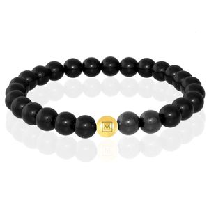 Memphis Kralen Armband Zwarte Onyx Agaat & Gold-19cm