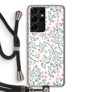 Sierlijke bloemen: Samsung Galaxy S21 Ultra Transparant Hoesje met koord