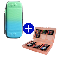 Case geschikt voor Nintendo Switch / Nintendo Switch OLED + Game Card hoes - 12 Games - Draagtas - Opbergtas - Groen/Blauw/Roze - thumbnail