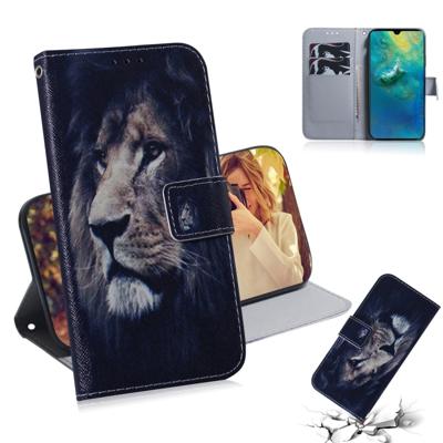 Leeuw patroon gekleurde tekening horizontale Flip lederen case voor Huawei mate 20 met houder & card slots & portemonnee