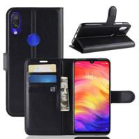 Litchi textuur horizontale Flip leren Case voor de Xiaomi Redmi Note 7 met portemonnee & houder & kaartgroeven (zwart)