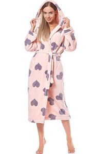 Baby roze damesbadjas met hartjes