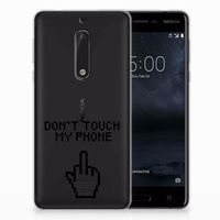 Nokia 5 Silicone-hoesje Finger Don't Touch My Phone - thumbnail