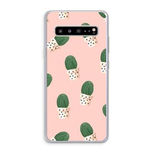 Cactusprint roze: Samsung Galaxy S10 5G Transparant Hoesje
