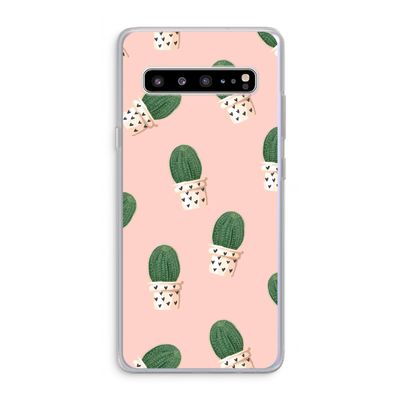 Cactusprint roze: Samsung Galaxy S10 5G Transparant Hoesje