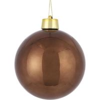 1x Grote kunststof decoratie kerstballen kastanje bruin 20 cm - Kerstbal
