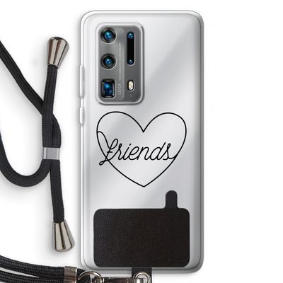 Friends heart black: Huawei P40 Pro Plus Transparant Hoesje met koord