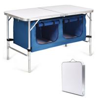 Campingtafel met Grote Opbergruimte Reiskeuken Alu Vouwtafel Tuin Tafel Donkerblauw