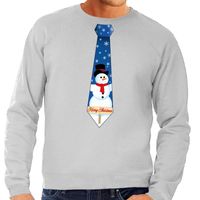 Foute kerst sweater met sneeuwpop stropdas grijs voor heren 2XL (56)  -