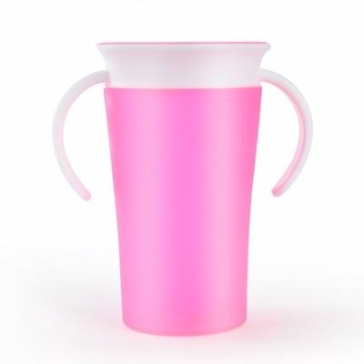 360 graden gedraaid baby leren drinkbeker met dubbele handvat Flip (roze)