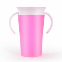 360 graden gedraaid baby leren drinkbeker met dubbele handvat Flip (roze)