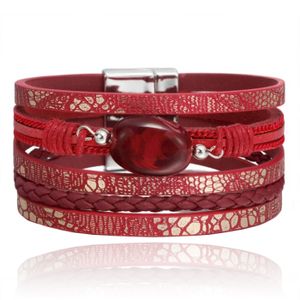 Layered Armband Vintage met Steen - Rood