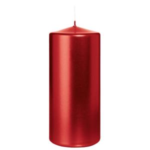 Cilinderkaars/stompkaars - metallic rood - 15 x 7 cm - 63 branduren