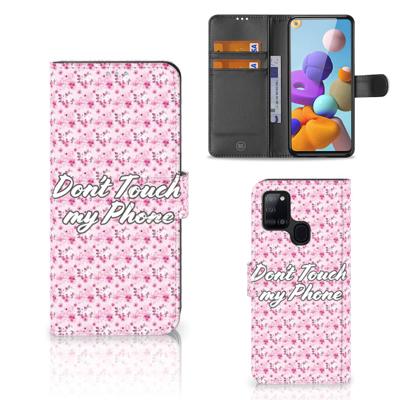 Samsung Galaxy A21s Portemonnee Hoesje Flowers Pink DTMP Samsung Galaxy A21s Portemonnee Hoesje Flowers Pink DTMP