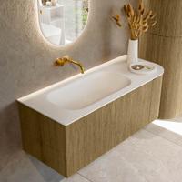 Badmeubel Mondiaz Kurve | 115 cm cm | Meubelkleur Dusk | Wastafelkleur Talc | Solid surface | Wasbak links zijde spoelbak | Zonder kraangat(en)