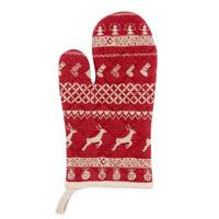 Clayre & Eef Ovenwant 16x30 cm Rood Katoen Kerst Ovenhandschoen