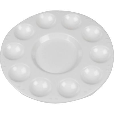 Schilder palet wit - 17 cm - 10x stuks - Schilderspaletten rond van kunststof - Schildermateriaal