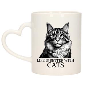 Cadeau mok voor katten liefhebbers - Maine Coon - hartjes oor - keramiek - 300 ml