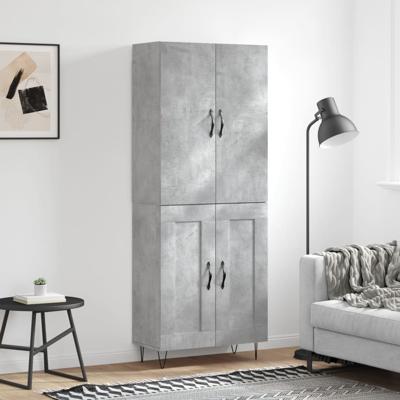 Hoge kast 69,5x34x180 cm bewerkt hout betongrijs